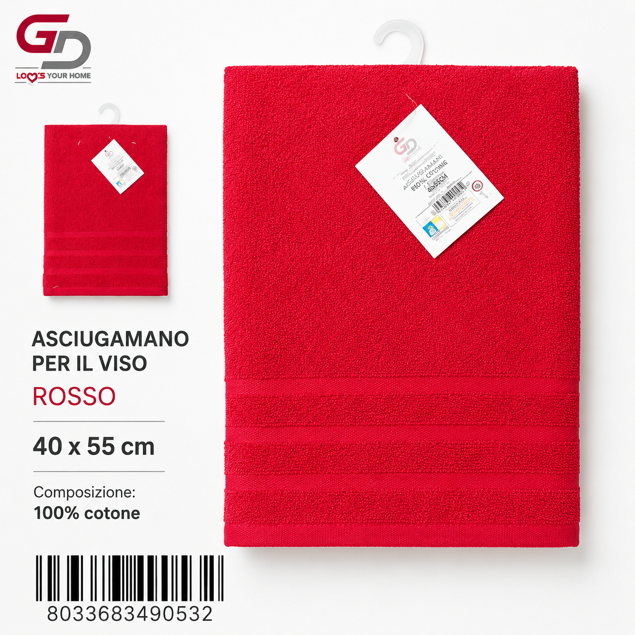 Guest Towels (Red) 40X55 16/S Ring 380