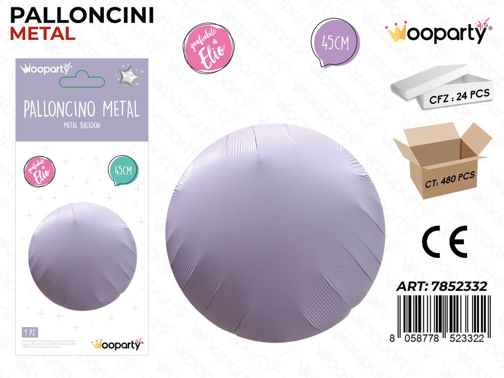 Wooparty Palloncino Metal Tondo Viola 45CM