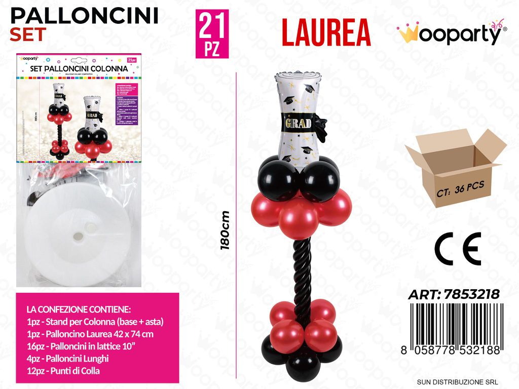 Set Palloncini Colonna Laurea 21PCS 180CM/ Pz da 6