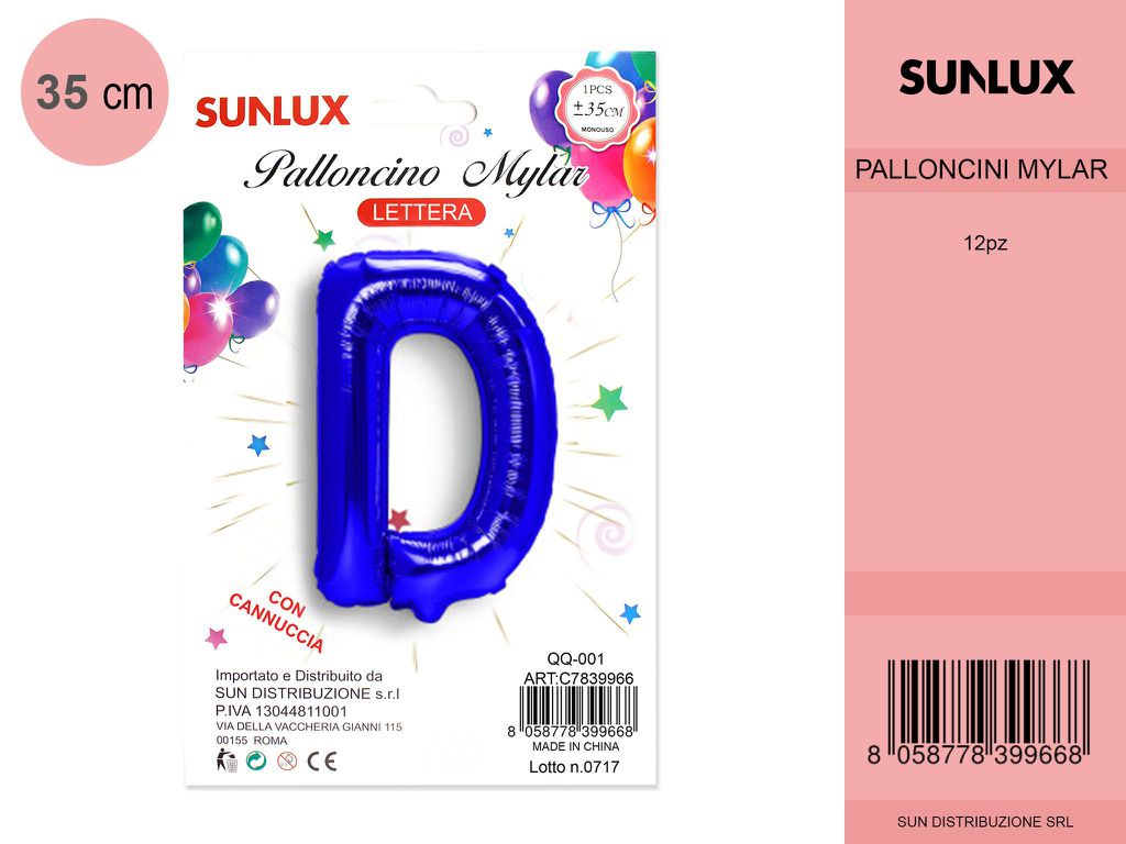 Palloncino Mylar Blu Lettera D