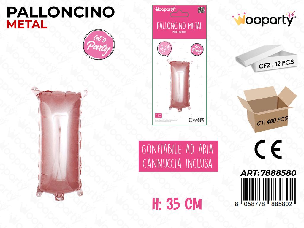 Palloncino Metal Oro Rosa 35CM Let. I