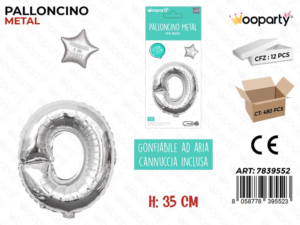 Palloncino Argento Metal 35CM L. o