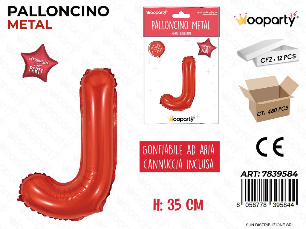 Palloncino Rosso Metal 35CM L. J