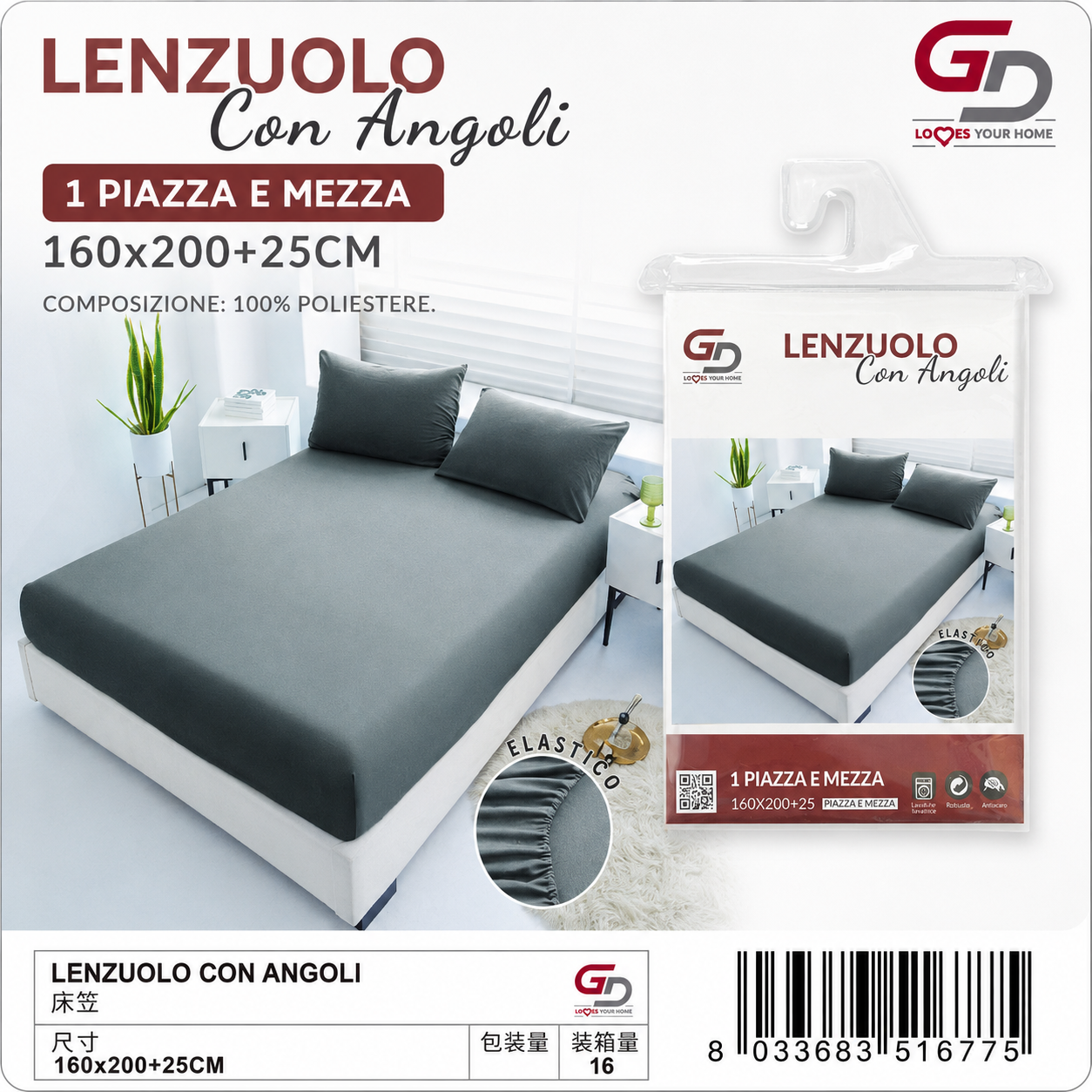 Lenzuolo Con Angoli Copripiumino+2 Federe Cuscino