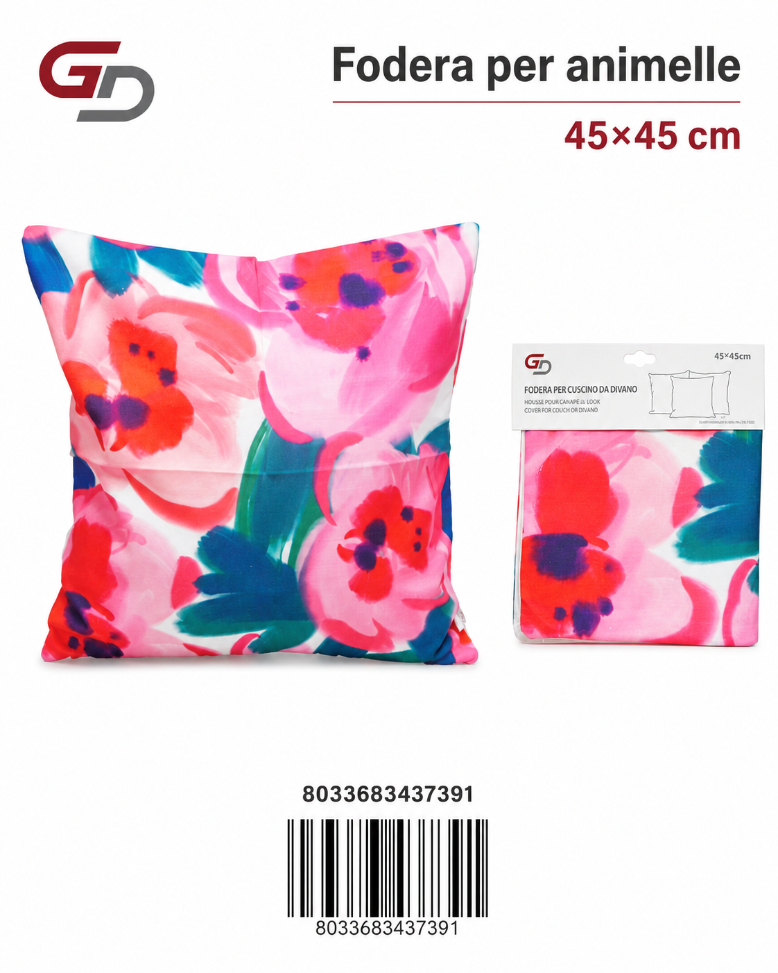 Federa Per Cuscino Animelle 45*45Cm