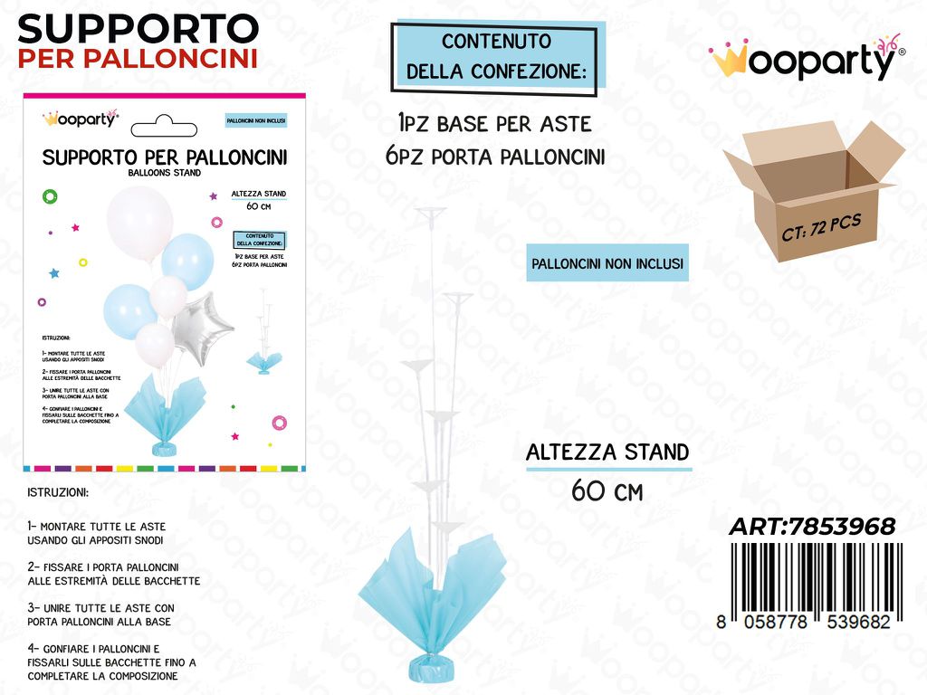 Wooparty Supporto Palloncini Cel. 60CM