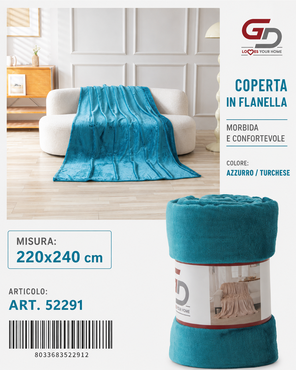 Plaid Coperta Singola 220*240Cm