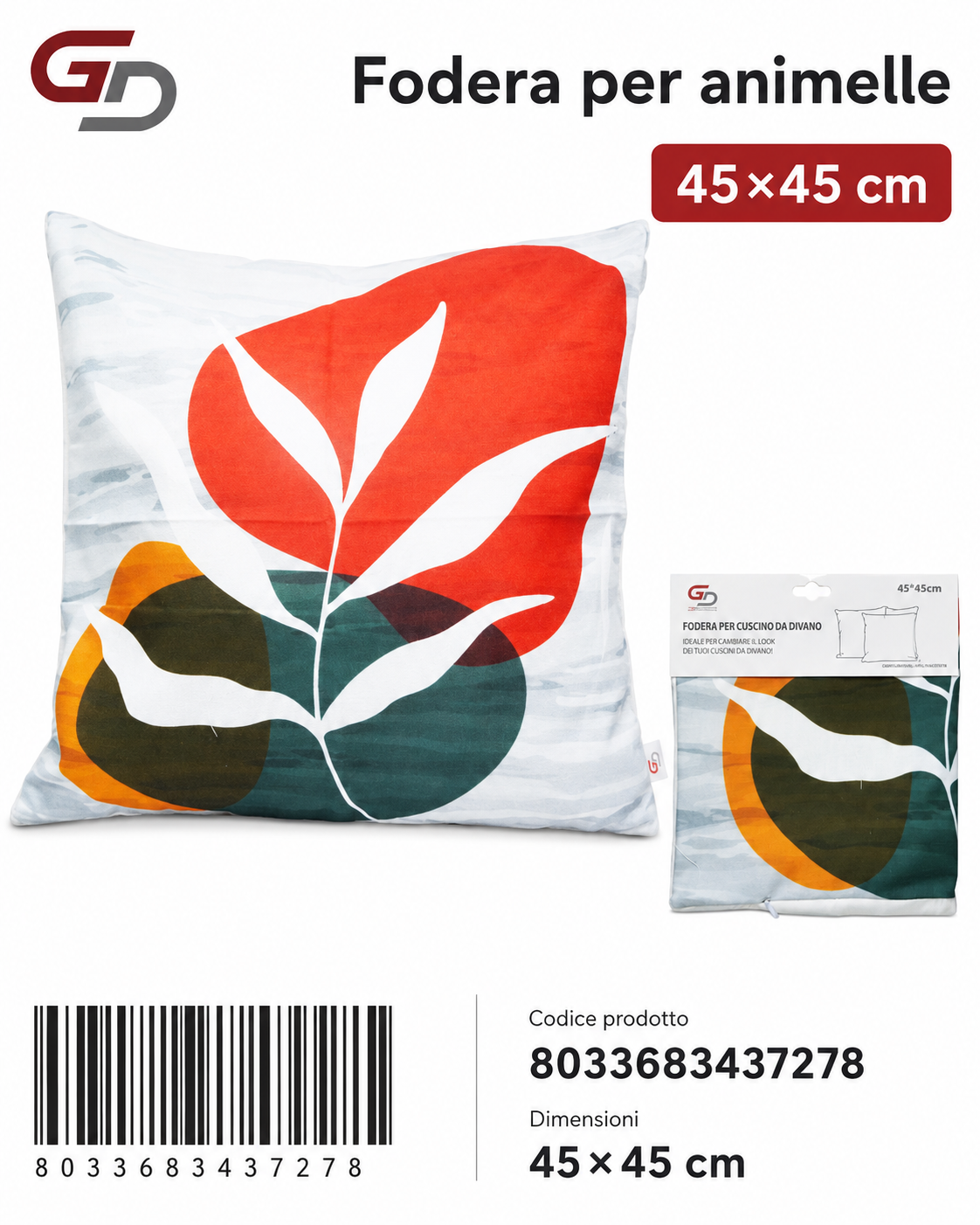 Federa Per Cuscino Animelle 45*45Cm