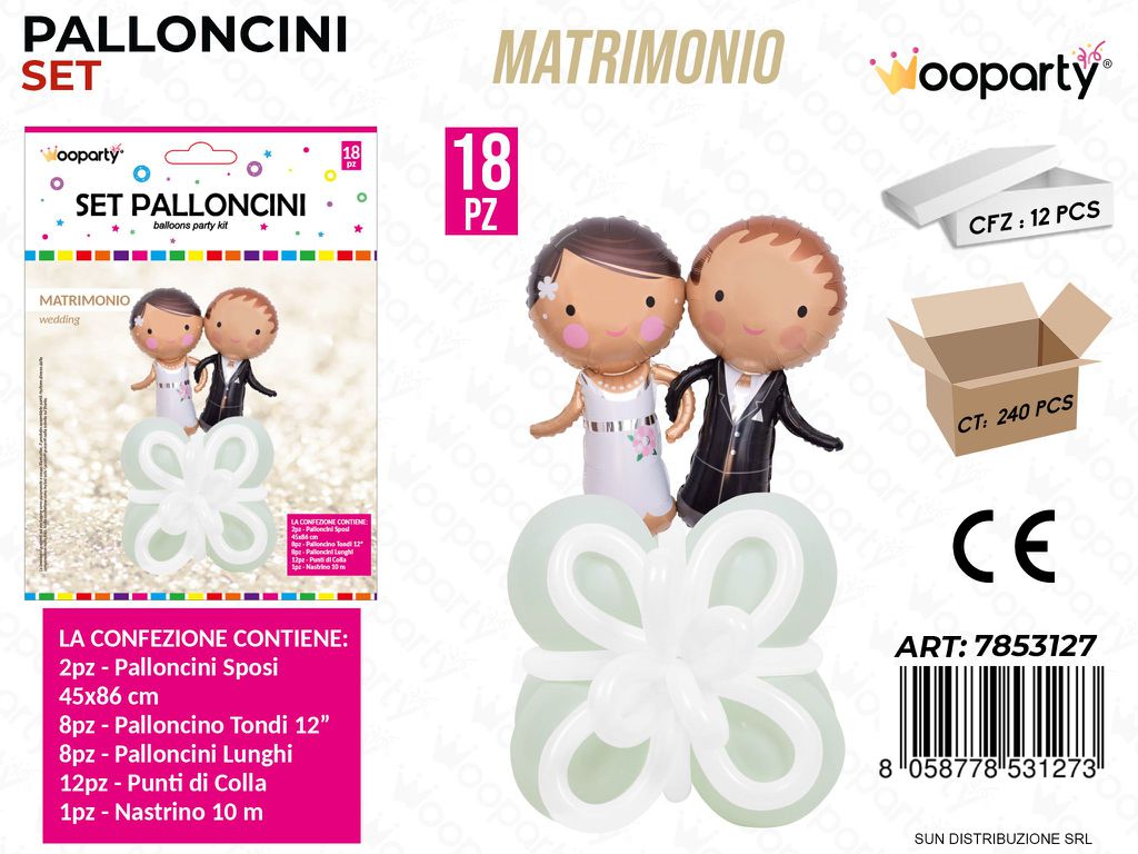 Set Palloncini Matrimonio 18PCS Ass.