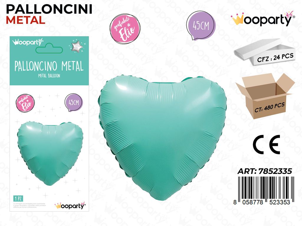 Wooparty Palloncino Metal Cuore Ve. Acqua 45CM