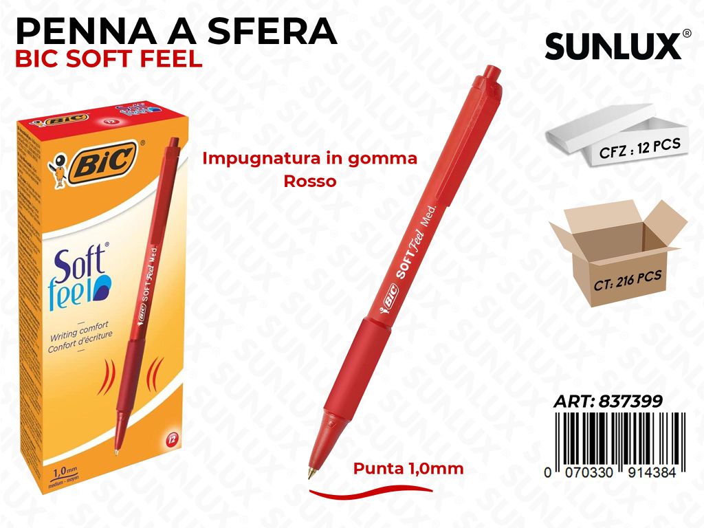 Bic Soft Feel Clic Grip Rosso 1.0MM