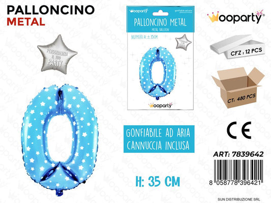 Palloncino Mylar Blu c/ Stelle N. 0 35CM