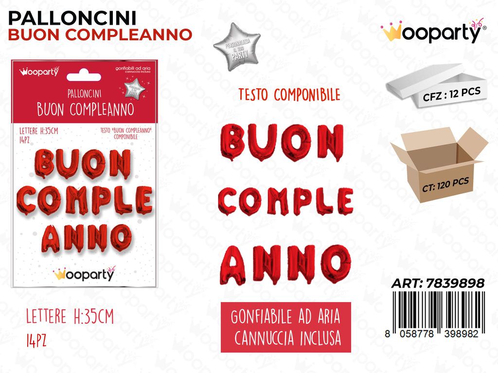 Palloncini Buon Compl. Metal.rosso 35CM