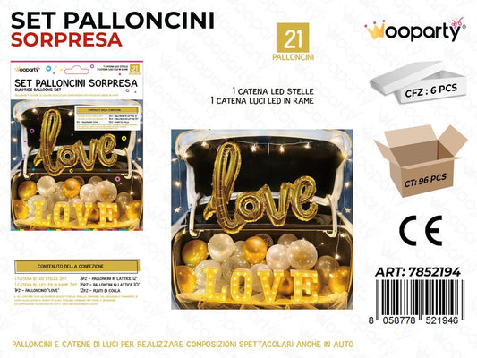 Set Palloncini Sopresa Love Oro 23PCS