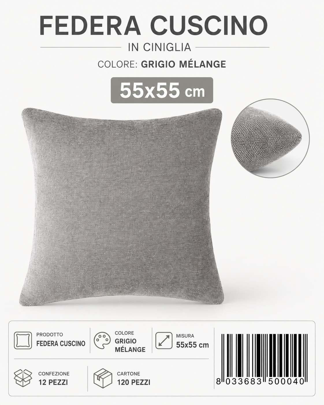 Federa Per Cuscino 55*55Cm