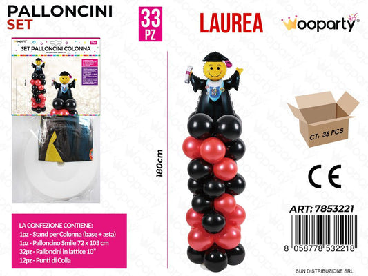 Set Palloncini Colonna Laurea 33PCS 180CM/ Pz da 6