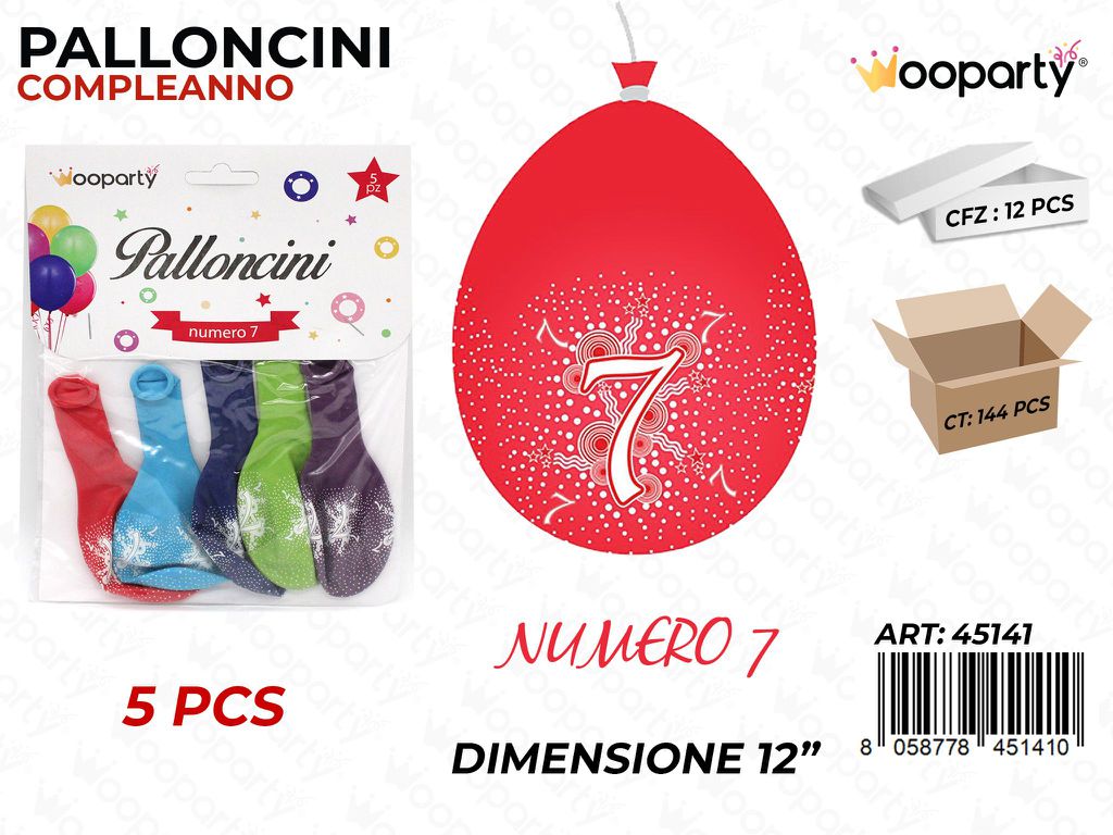 Palloncini D.12 Multicolore N.7 5PCS /Pz da 12*CFZ