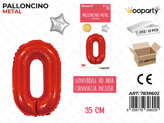 Palloncino Rosso Metal 35CM N. 0
