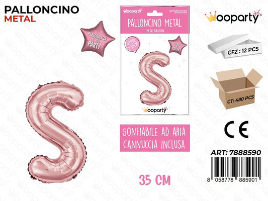 Palloncino Metal Oro Rosa 35CM Let. S