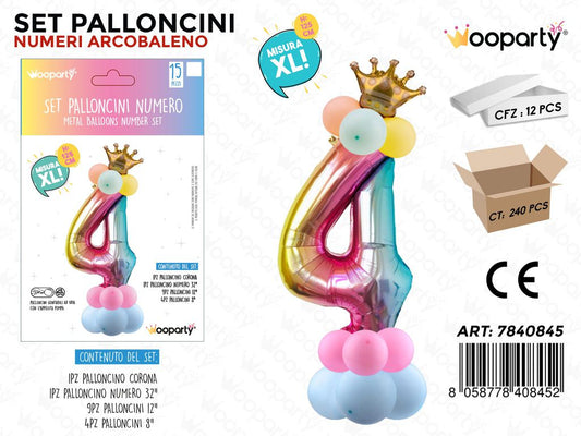 Set Palloncini N.4 Multicolor 15PCS 125CM