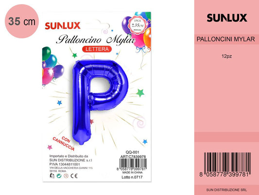 Palloncino Mylar Blu Lettera P