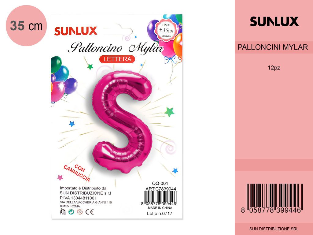 Palloncino Mylar Fucsia Lettera S