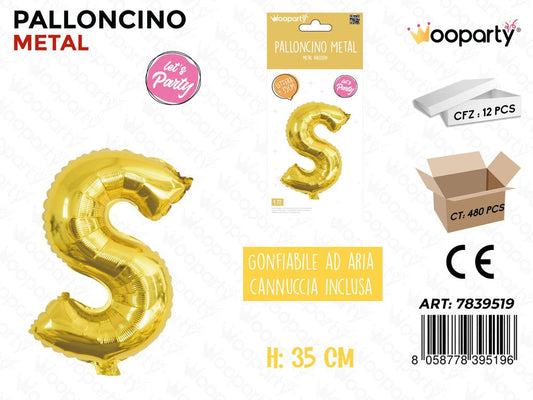 Palloncino Oro Metal Let. S 35CM