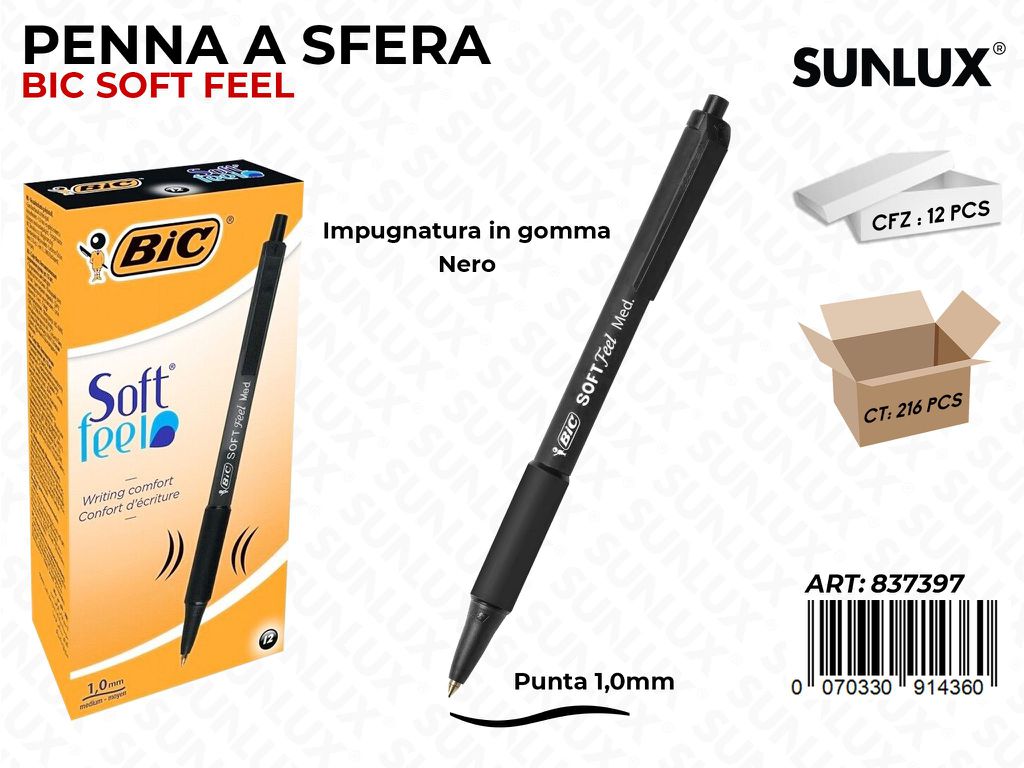 Bic Soft Feel Clic Grip Nero 1.0MM