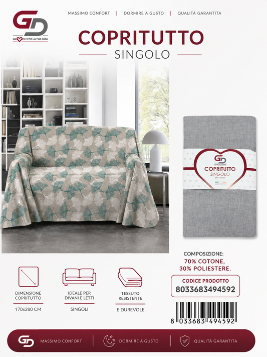 Copritutto 1P T.U. 170 X 280 Cm Grigio Chiaro Copritutto