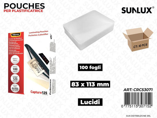 Pouches Plastificatrice SPESS.125MY 83*113MM 100FF/Pacco