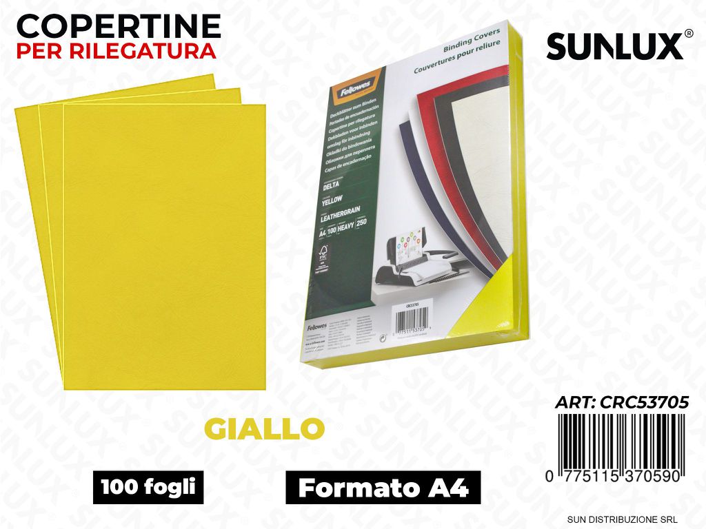 Copertine per Rilegatura Giallo A4 100FF/Pacco