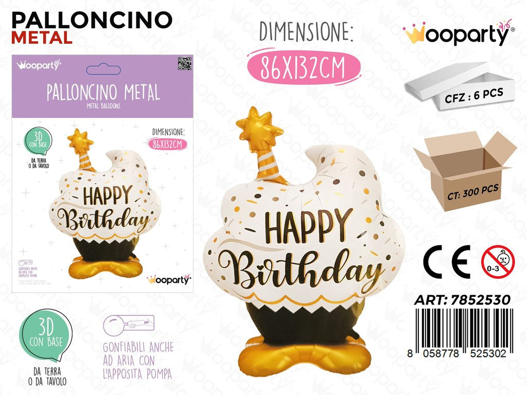 Wooparty Palloncino Metal Birthday 3D 86*132CM