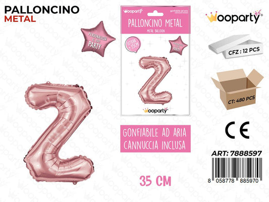 Palloncino Metal Oro Rosa 35CM Let. Z