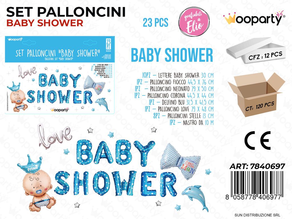 Set Palloncini Baby Shower Cel. 23PCS Ass.