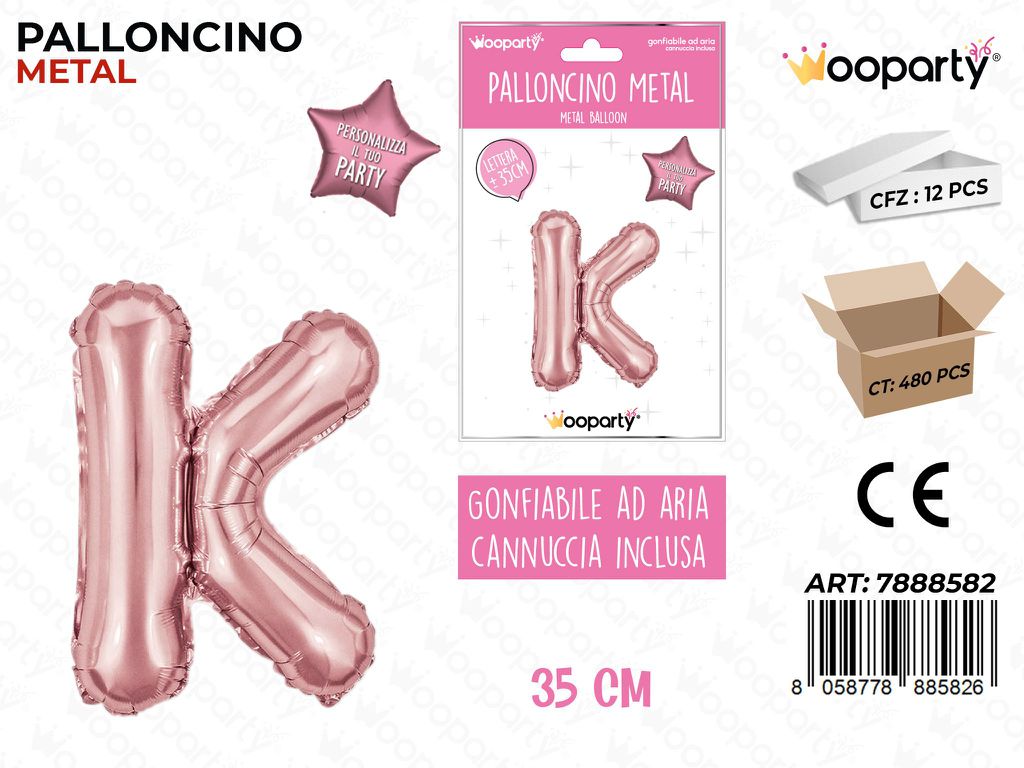 Palloncino Metal Oro Rosa 35CM Let. K