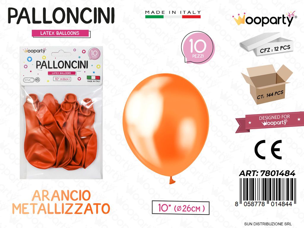 Palloncini Arancio Metal 10 D.26CM 10PCS