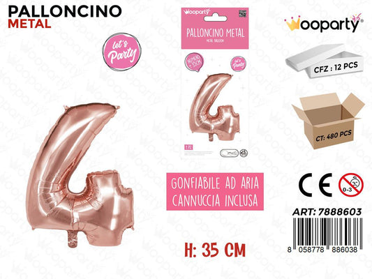 Palloncino Metal Oro Rosa 35CM N. 4