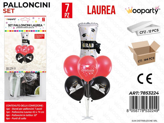 Set Palloncini c/ Stand Laurea 7PCS/ Pz da 12