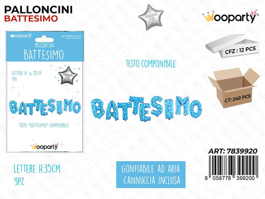 Palloncini Battesimo Comp. Celeste 35CM