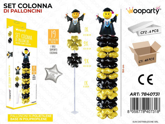 Set Colonna di Palloncini Laurea 19PCS Ass.