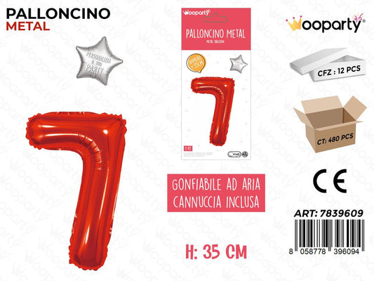 Palloncino Rosso Metal 35CM N. 7