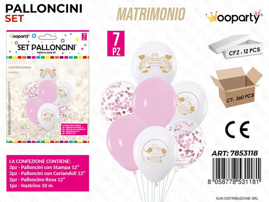 Set Palloncini Matrimonio 7PCS Ass.
