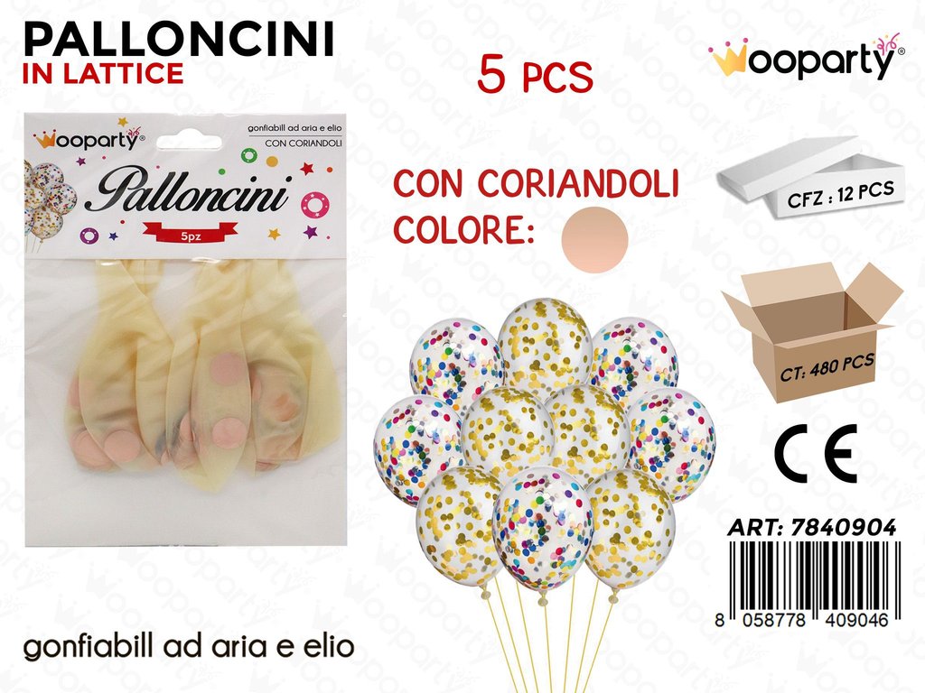 Palloncini c/ Coriandoli Oro Rosa 5PCS
