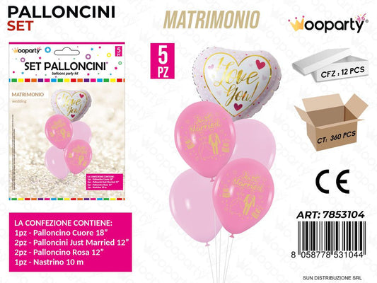 Set Palloncini Matrimonio 5PCS Ass.