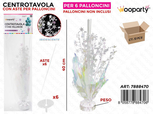 Centro Tavola c/ Aste per Palloncini Bianco 40CM
