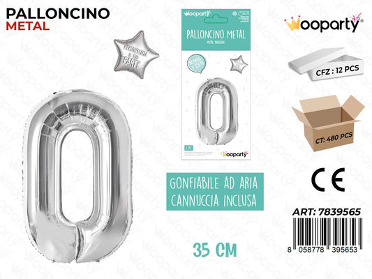 Palloncino Argento Metal 35CM N. 0