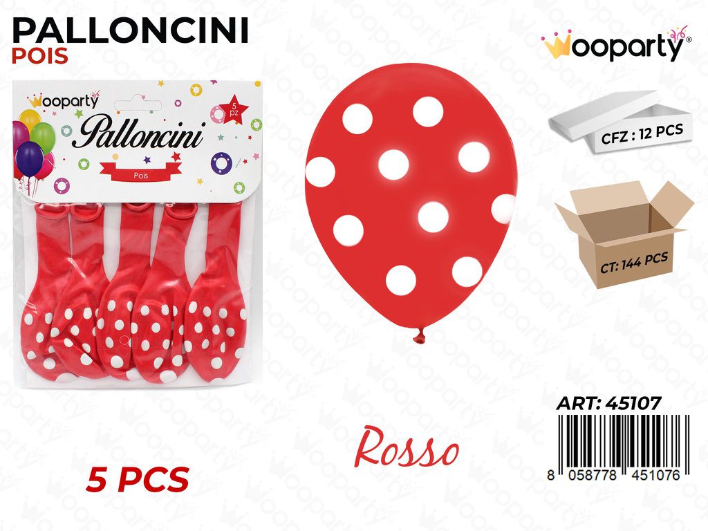 Palloncini Rosso Pois 10 5PCS