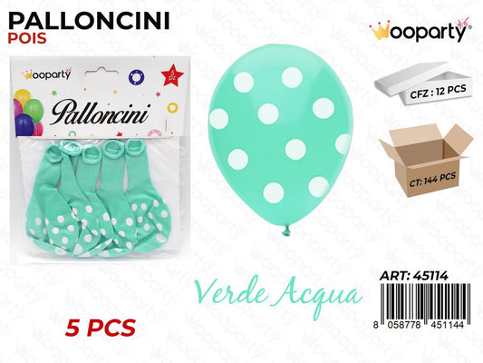 Palloncini Verde Acqua Pois 10 5PCS