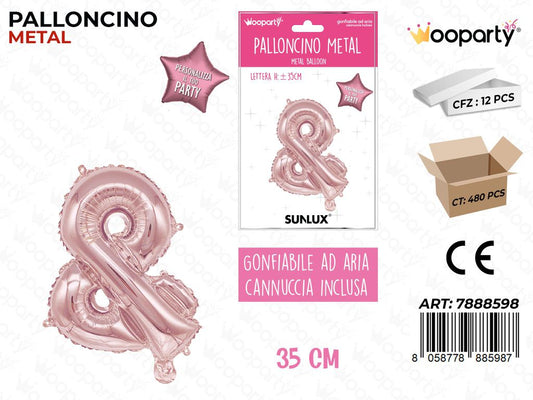 Palloncino Metal Oro Rosa 35CM Let. E Comm.