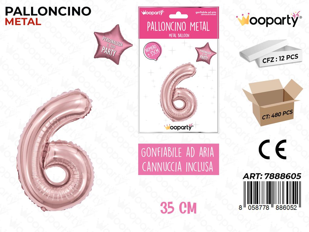 Palloncino Metal Oro Rosa 35CM N. 6
